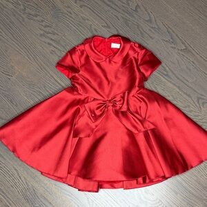 Elegant Red Satin Dress with Bow